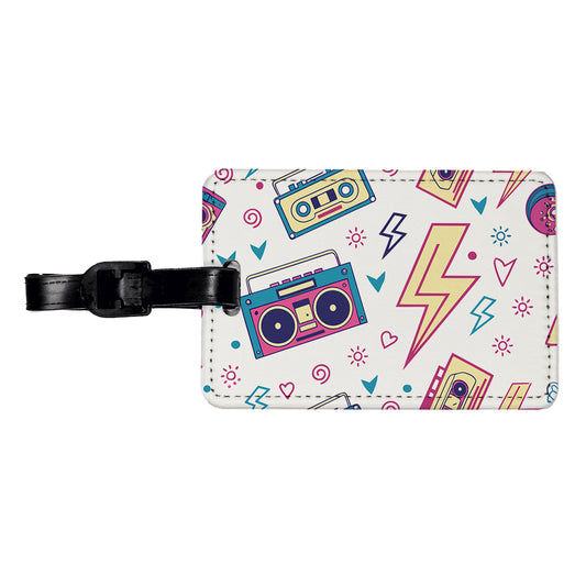 80's Eighties Theme Style Travel Faux Leather Luggage Tag
