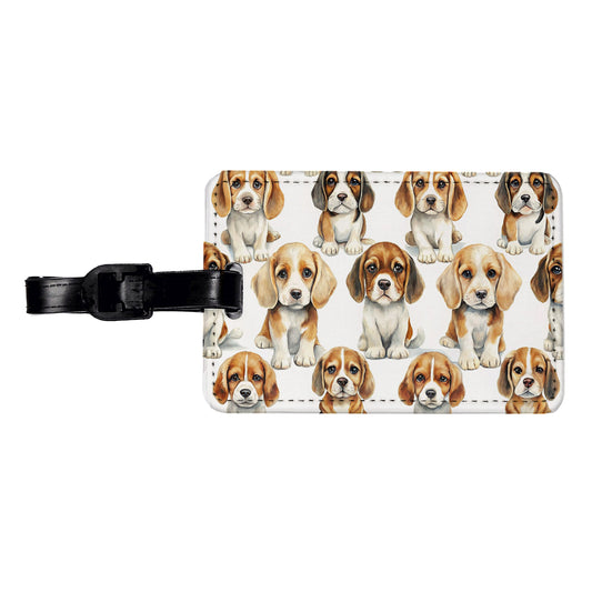Adorable Puppies Dogs Travel Faux Leather Luggage Tag