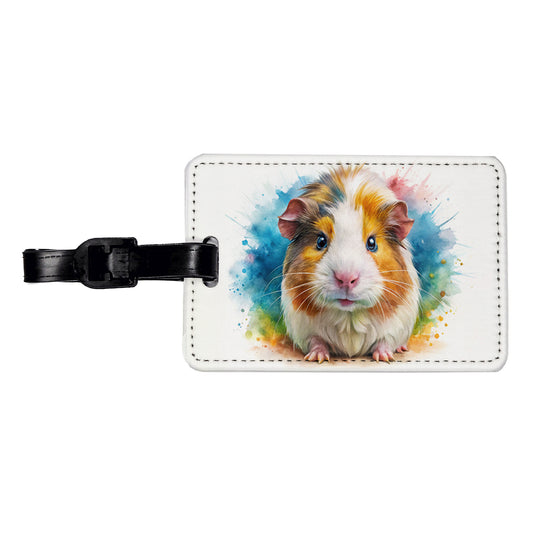 Angry Mad Guinea Pig Watercolor Travel Faux Leather Luggage Tag