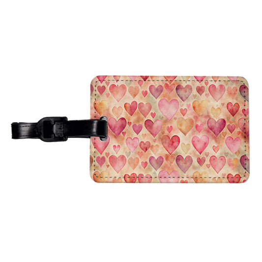 Antique Valentine's Day Hearts Pattern Travel Faux Leather Luggage Tag