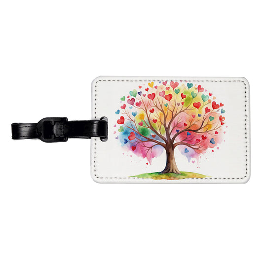 Autism Awareness Acceptance Tree With Hearts Watercolor Travel Faux Leather Luggage Tag