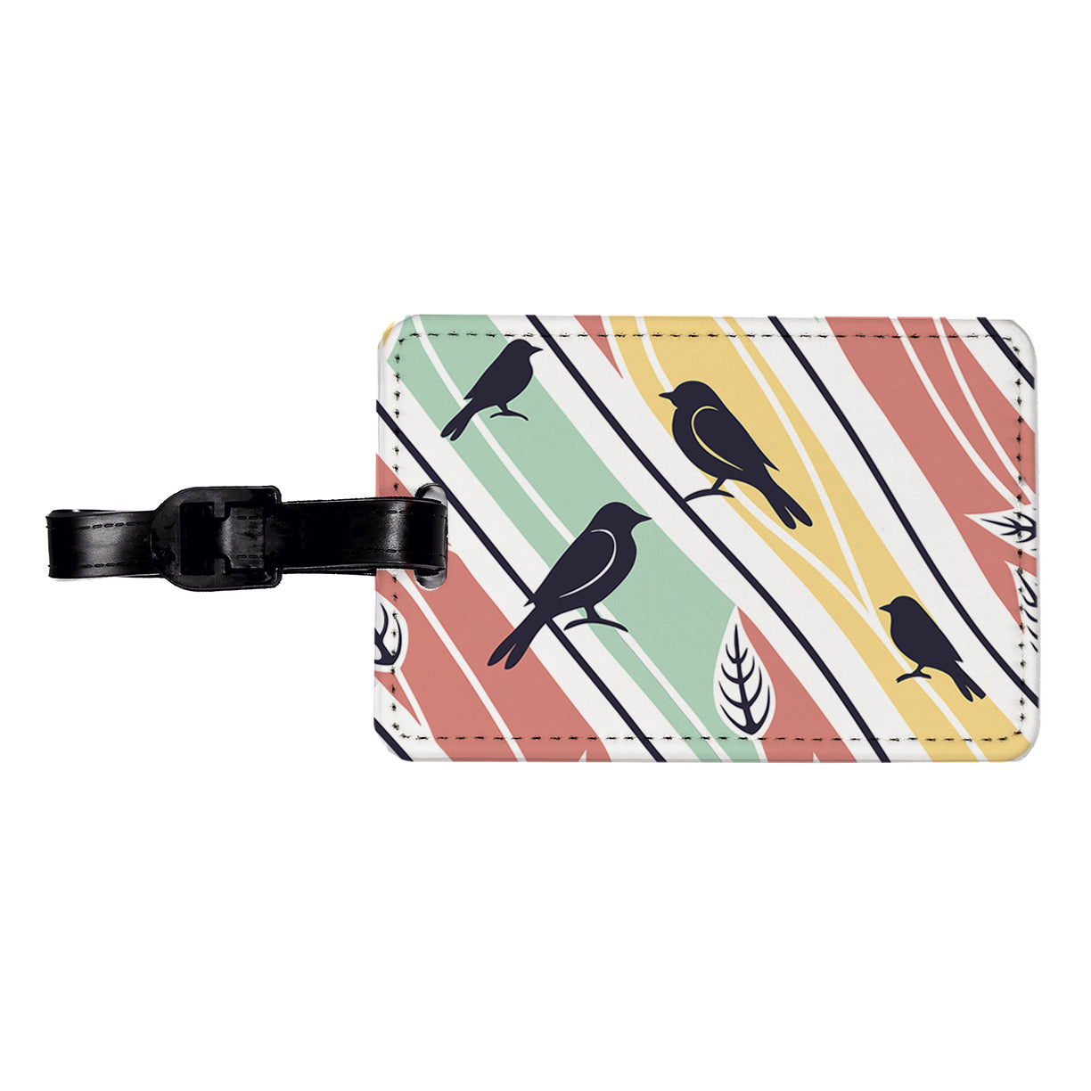 Birds And Trees Abstract Travel Faux Leather Luggage Tag