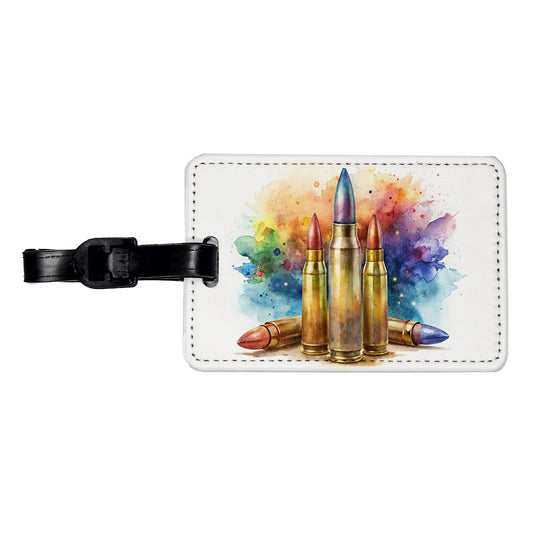 Bullets Watercolor Travel Faux Leather Luggage Tag