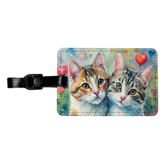 Cats In Love Valentine's Day Travel Faux Leather Luggage Tag