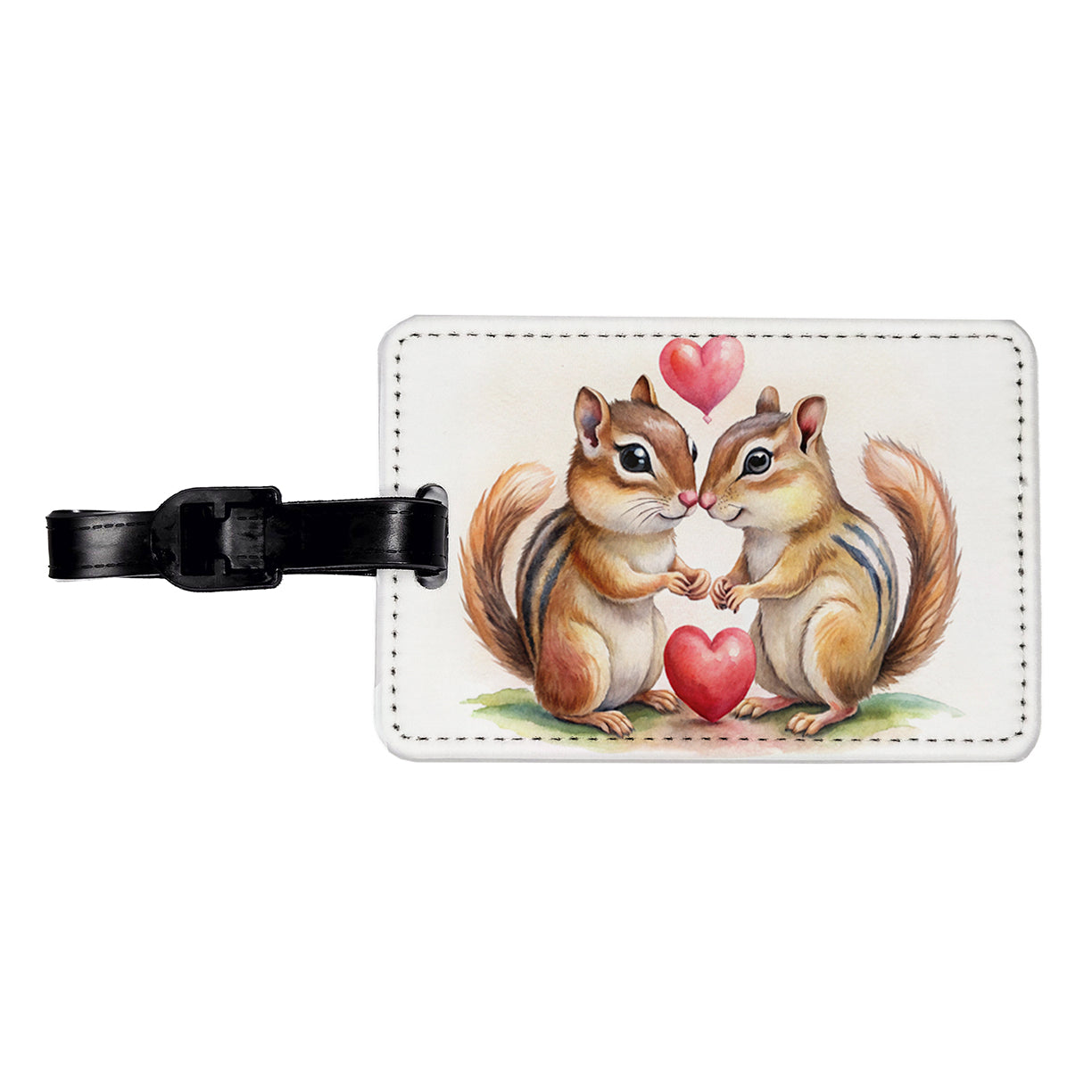 Chipmunks In Love Valentine's Day Travel Faux Leather Luggage Tag