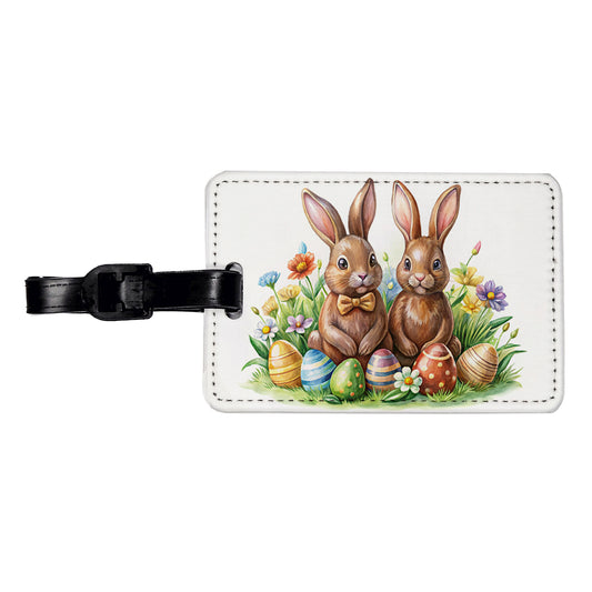 Chocolate Easter Bunnies Rabbits Cute Travel Faux Leather Luggage Tag