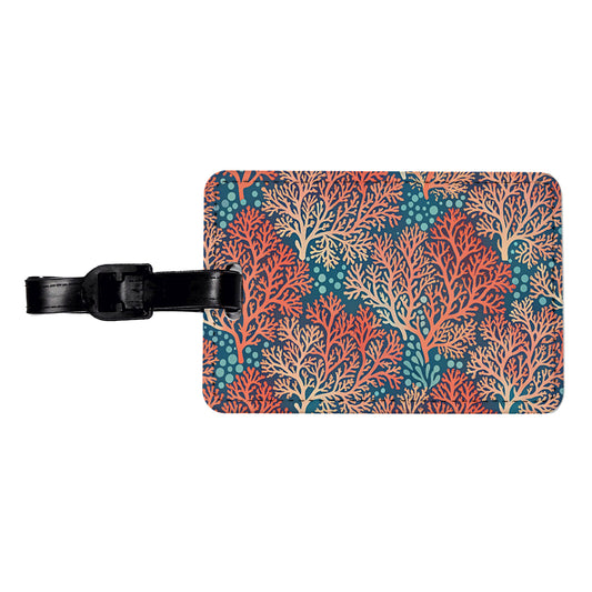Coral Pattern Reef Ocean Travel Faux Leather Luggage Tag