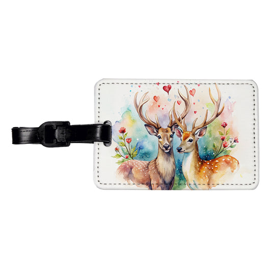 Deer In Love Valentine's Day Travel Faux Leather Luggage Tag
