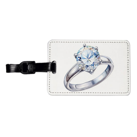 Diamond Ring Engagement Engaged Wedding Proposal Travel Faux Leather Luggage Tag