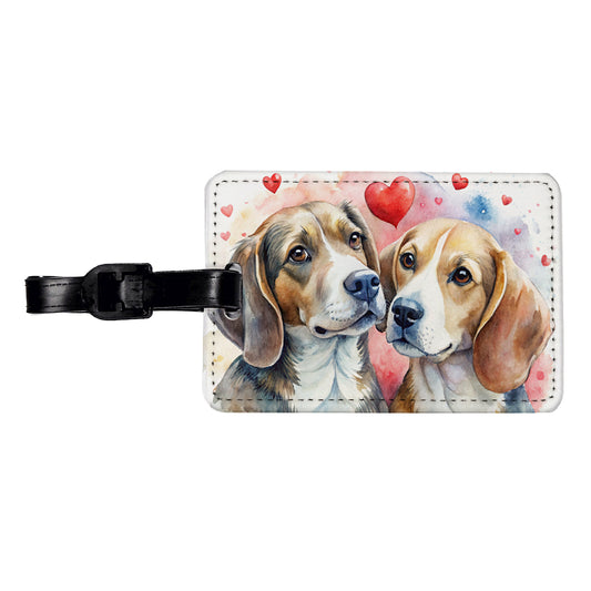 Dogs In Love Valentine's Day Beagles Travel Faux Leather Luggage Tag