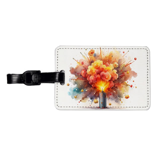 Dynamite Exploding Explosion Watercolor Travel Faux Leather Luggage Tag