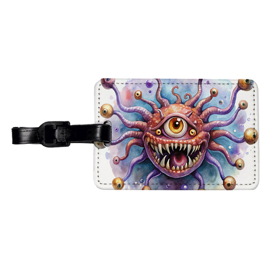 Fantasy Creature Monster Beholder Watercolor Travel Faux Leather Luggage Tag