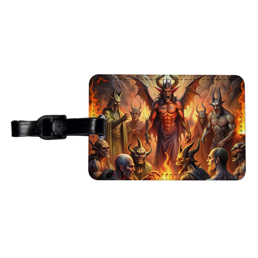 Fantasy Demon Congregation By Firelight Travel Faux Leather Luggage Tag