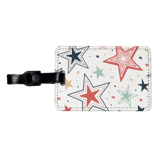 Fun Scattered Stars Travel Faux Leather Luggage Tag