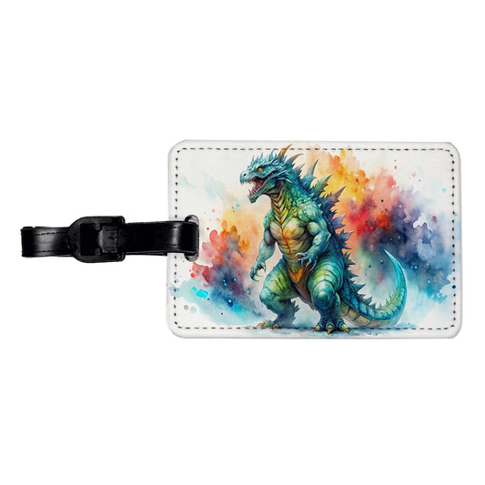 Giant Kaiju Monster Watercolor Travel Faux Leather Luggage Tag