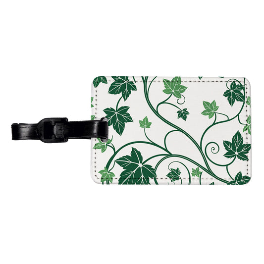 Green Ivy Vines Travel Faux Leather Luggage Tag