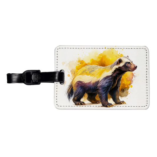 Honey Badger Watercolor Travel Faux Leather Luggage Tag