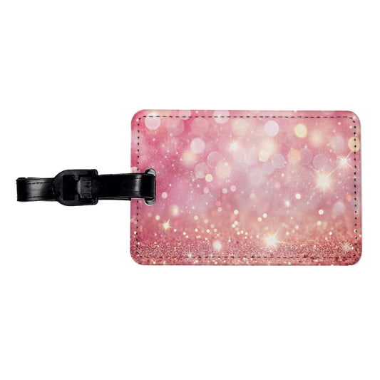 Light Pink Faux Glitter Travel Faux Leather Luggage Tag