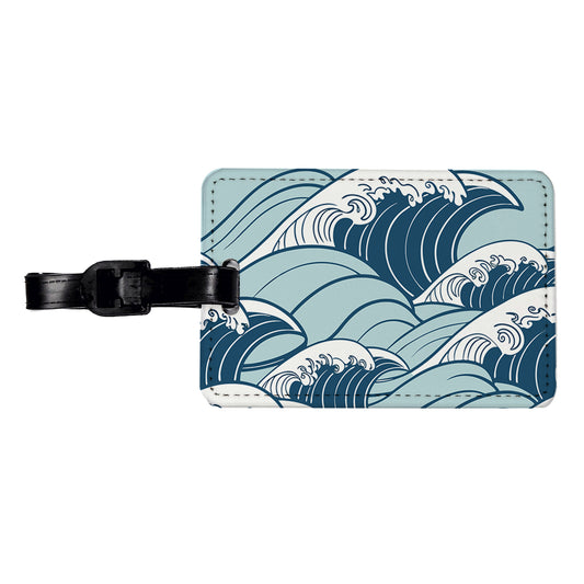 Ocean Waves Japanese Style Travel Faux Leather Luggage Tag