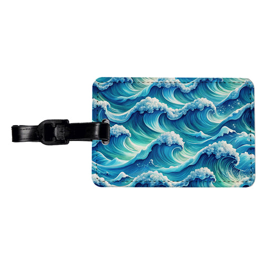 Ocean Waves Painting Travel Faux Leather Luggage Tag