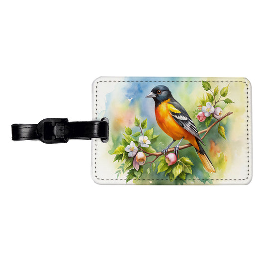 Oriole In Tree Bird Watercolor Travel Faux Leather Luggage Tag