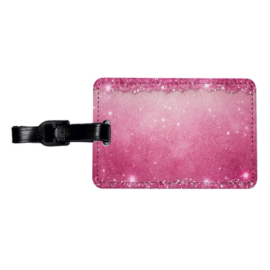Pink Faux Glitter Travel Faux Leather Luggage Tag