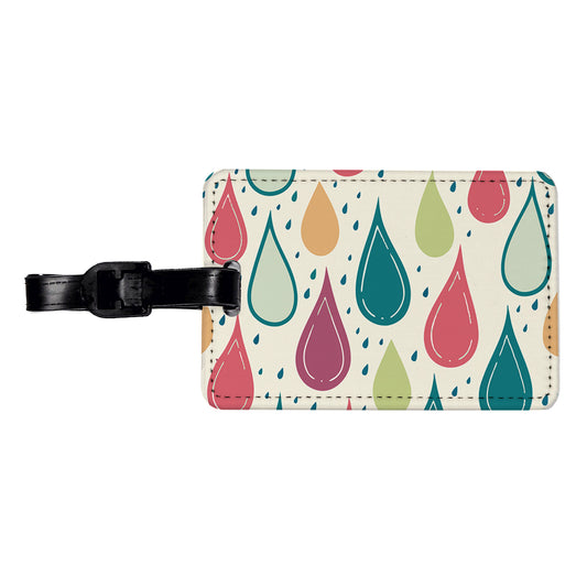Rain Water Droplets Cute Travel Faux Leather Luggage Tag