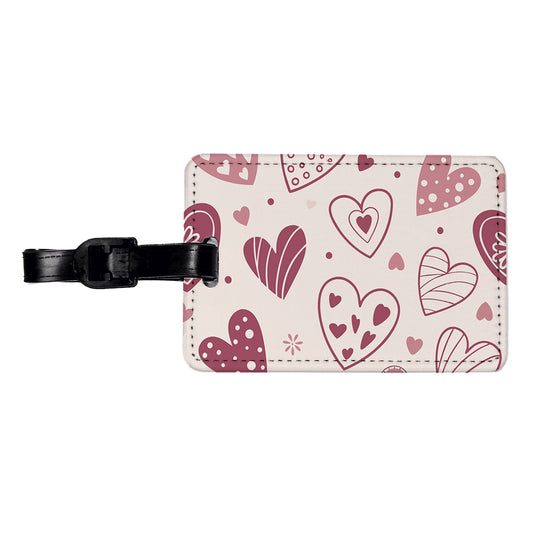 Scattered Hearts Love Valentine's Day Travel Faux Leather Luggage Tag