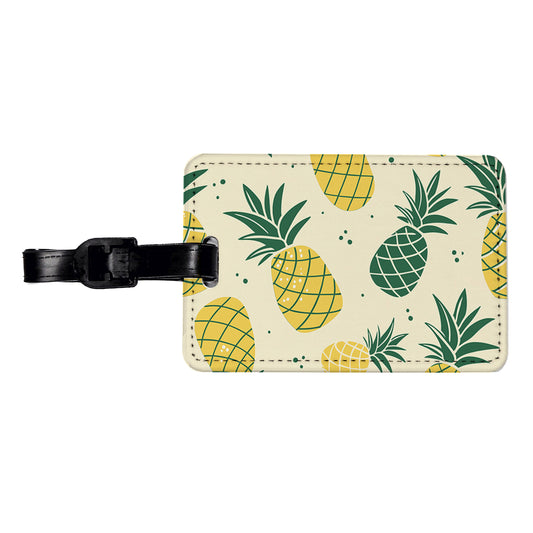 Scattered Tropical Pineapples Travel Faux Leather Luggage Tag