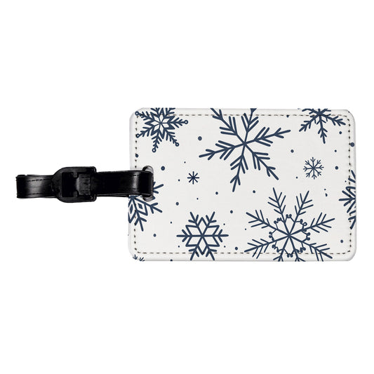 Scattered Snowflakes Winter Christmas Travel Faux Leather Luggage Tag