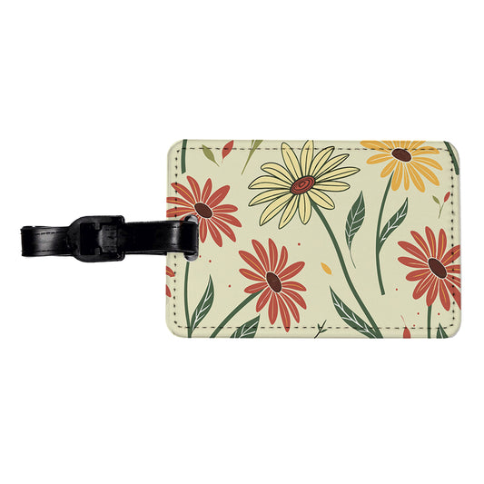 Scattered Sunflowers Sketch Travel Faux Leather Luggage Tag