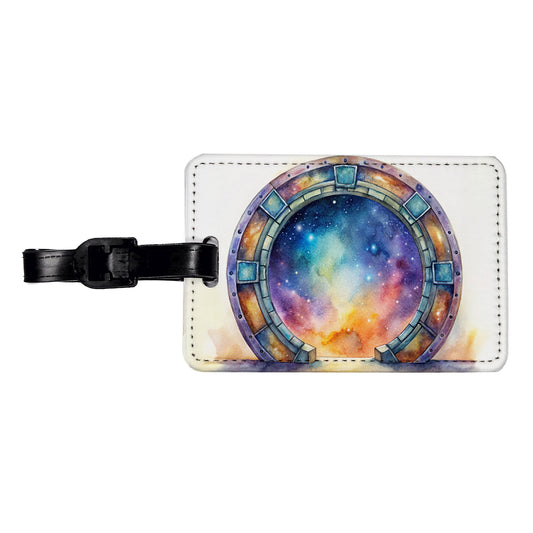 Sci-fi Gate Portal To The Stars Galaxies Watercolor Travel Faux Leather Luggage Tag