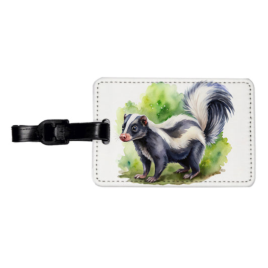 Skunk Watercolor Travel Faux Leather Luggage Tag