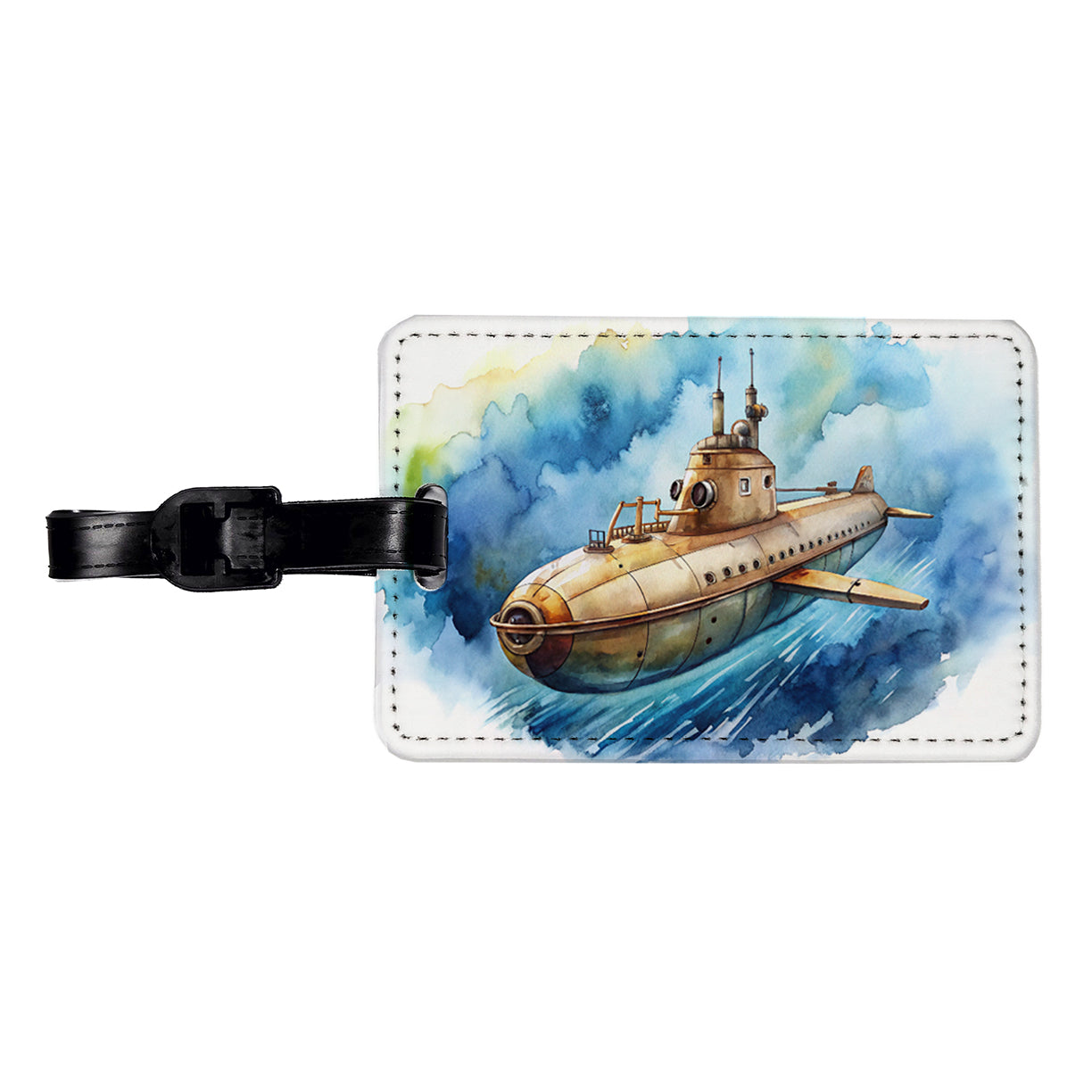 Steampunk Sci-fi Fantasy Flying Submarine Travel Faux Leather Luggage Tag