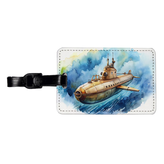 Steampunk Sci-fi Fantasy Flying Submarine Travel Faux Leather Luggage Tag