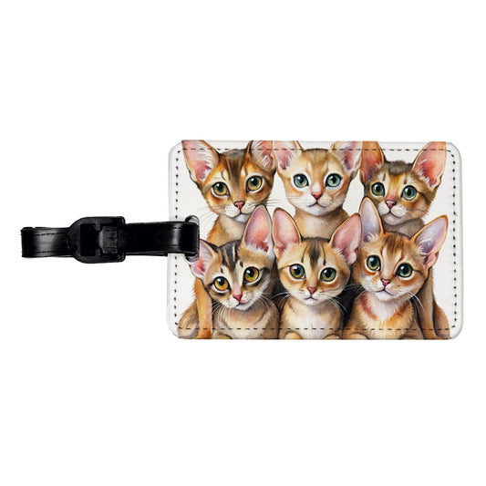 Sweet Abyssinian Cats Travel Faux Leather Luggage Tag