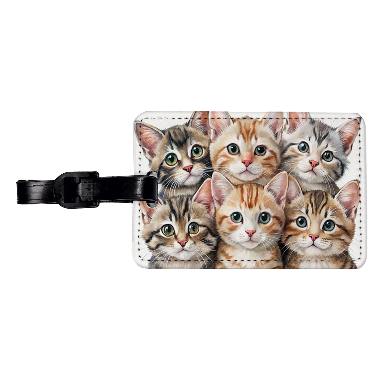 Sweet American Bobtail Cats Travel Faux Leather Luggage Tag