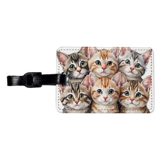 Sweet American Bobtail Cats Travel Faux Leather Luggage Tag
