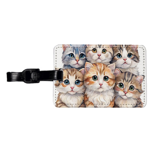 Sweet American Curl Cats Travel Faux Leather Luggage Tag