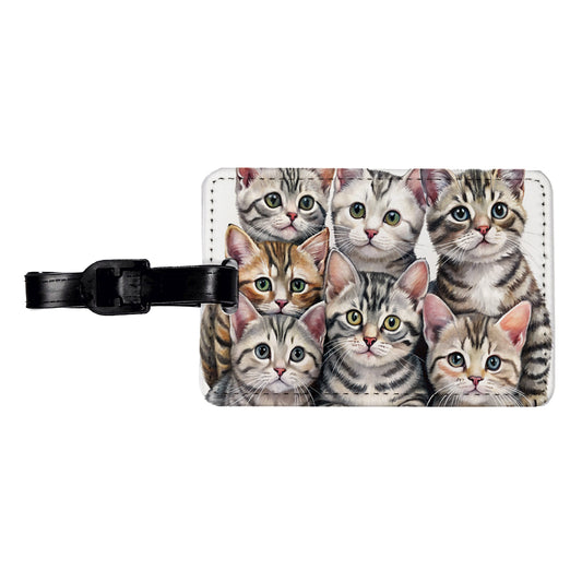 Sweet American Shorthair Cats Travel Faux Leather Luggage Tag
