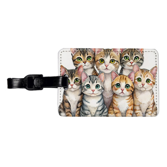 Sweet American Wirehair Cats Travel Faux Leather Luggage Tag
