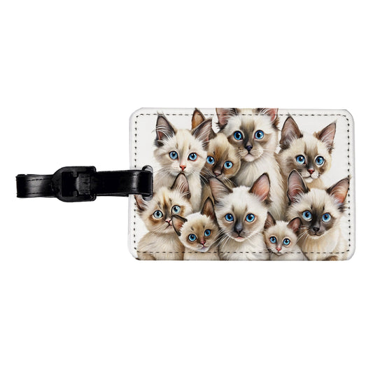Sweet Balinese Cats Travel Faux Leather Luggage Tag