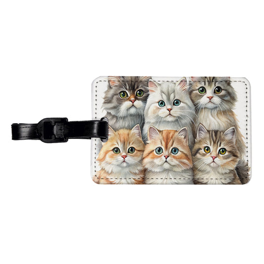 Sweet British Longhair Cats Travel Faux Leather Luggage Tag