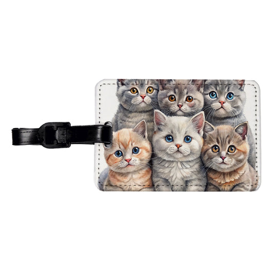 Sweet British Shorthair Cats Travel Faux Leather Luggage Tag