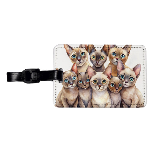 Sweet Burmese Cats Travel Faux Leather Luggage Tag