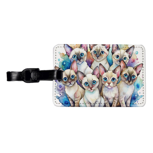 Sweet Colorpoint Shorthair Cats Travel Faux Leather Luggage Tag