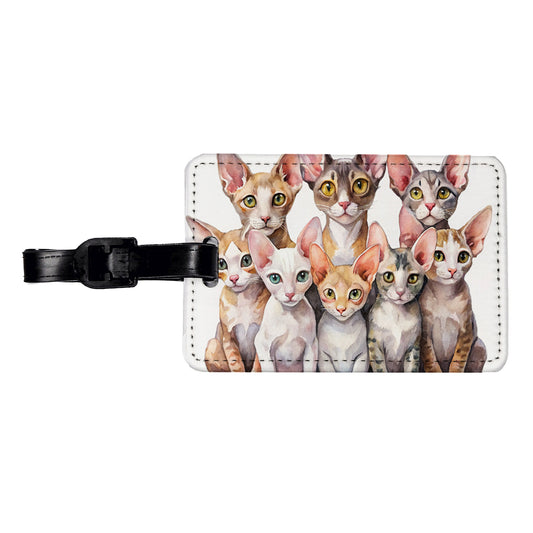 Sweet Cornish Rex Cats Travel Faux Leather Luggage Tag