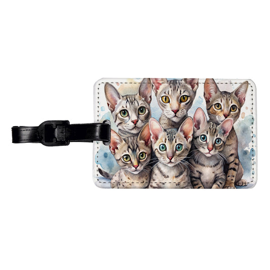 Sweet Egyptian Mau Cats Travel Faux Leather Luggage Tag