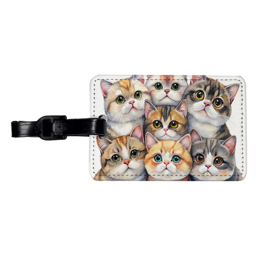 Sweet Exotic Shorthair Cats Travel Faux Leather Luggage Tag
