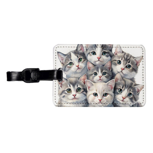 Sweet Gray And White Cats Travel Faux Leather Luggage Tag